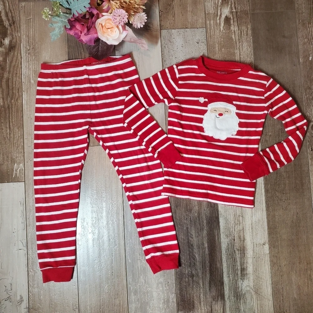 Carter's Child of Mine Toddler Christmas Pajama Set 2-Piece Size 5T Red & White